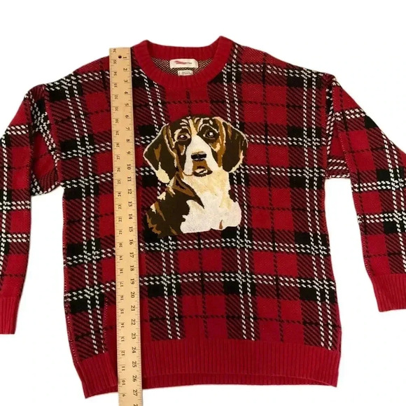 Urban Outfitters‎ Red Oversized Retro Sweater With Dog Patch Size Small - Picture 5 of 7